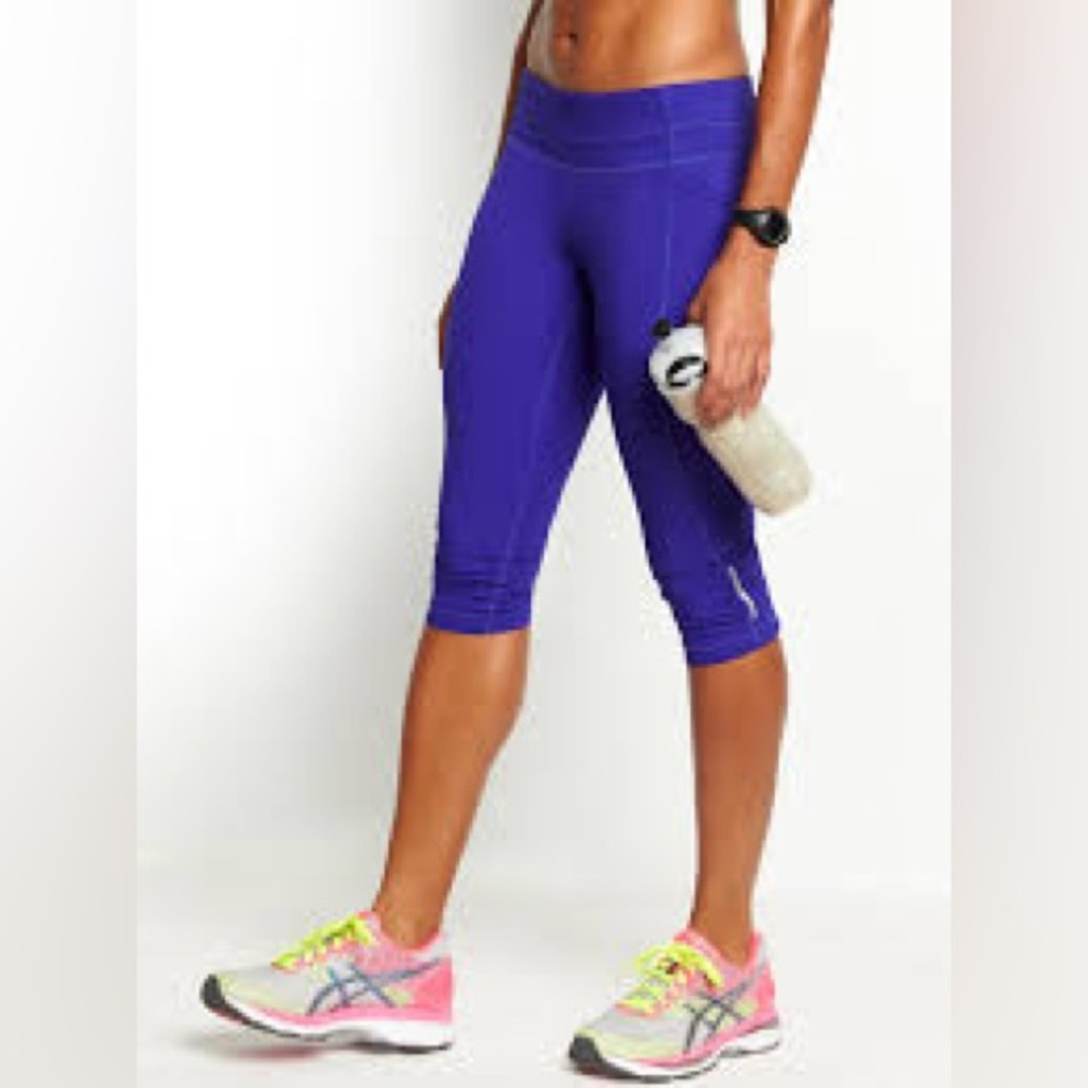 Athleta Dobby Be Free Knicker Extra Cropped Blue Leggings Size XS